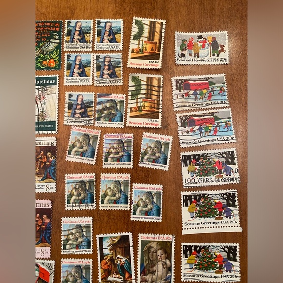 Vintage Christmas USA Postal Stamps over 50 postmarked. Collection philatelist - Picture 4 of 7